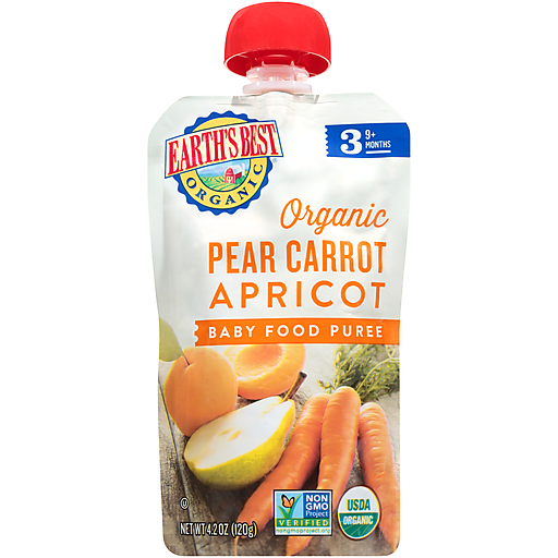 Earth's Best Organic Pear Carrot Apricot Baby Food Puree Stage 3