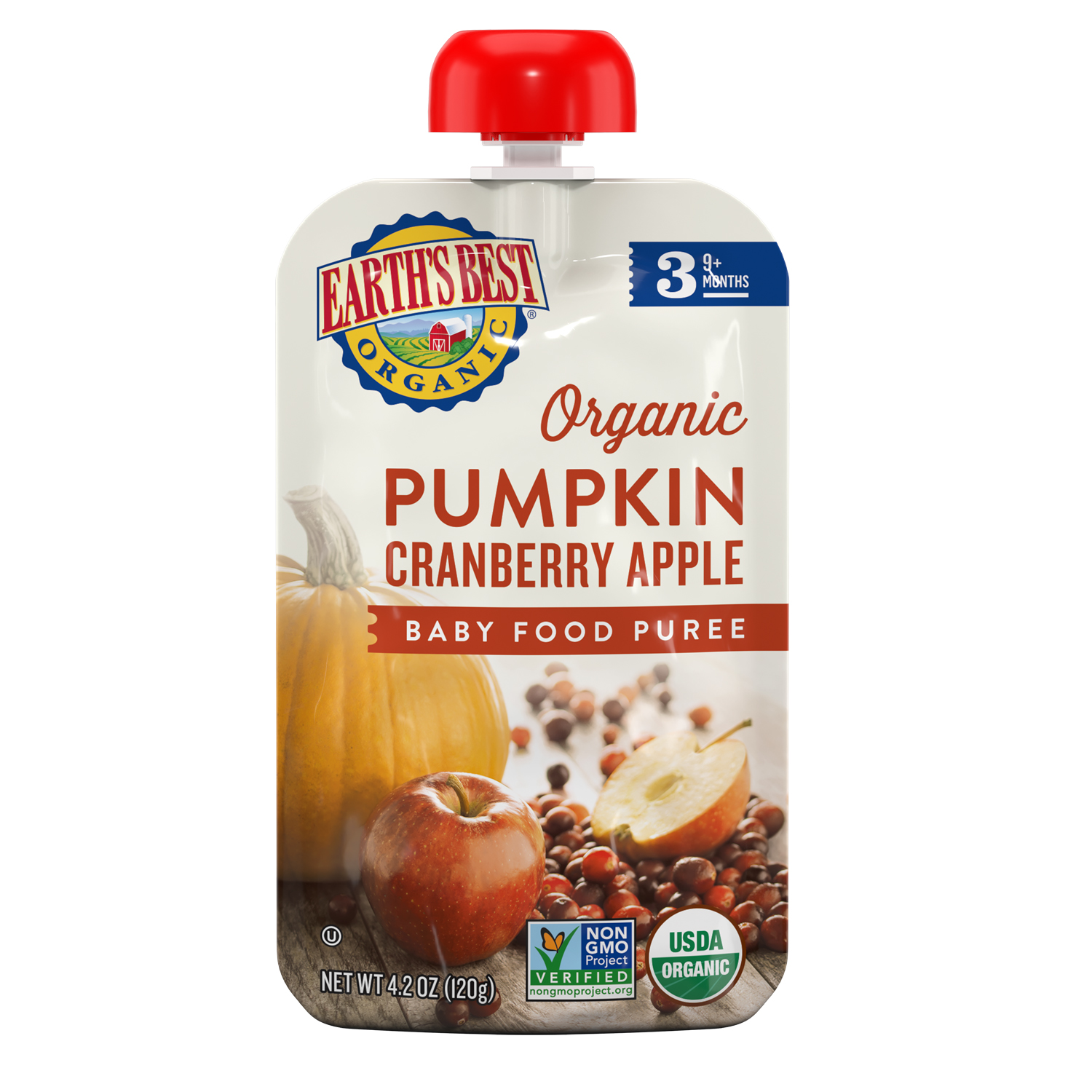 Earth's Best Organic Pumpkin Cranberry Apple Baby Food Puree Stage 3