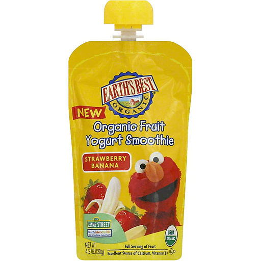Earth's Best Organic Fruit, Strawberry Banana, 123 Sesame Street Yogurt Smoothie - 4.2 Oz