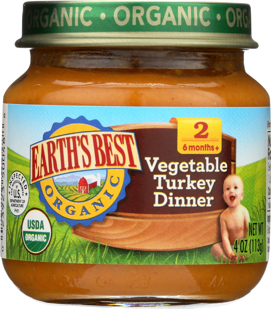 Earth's Best Organic 6+ Months Stage 2 Vegetable Turkey Dinner Baby Food 4 Oz