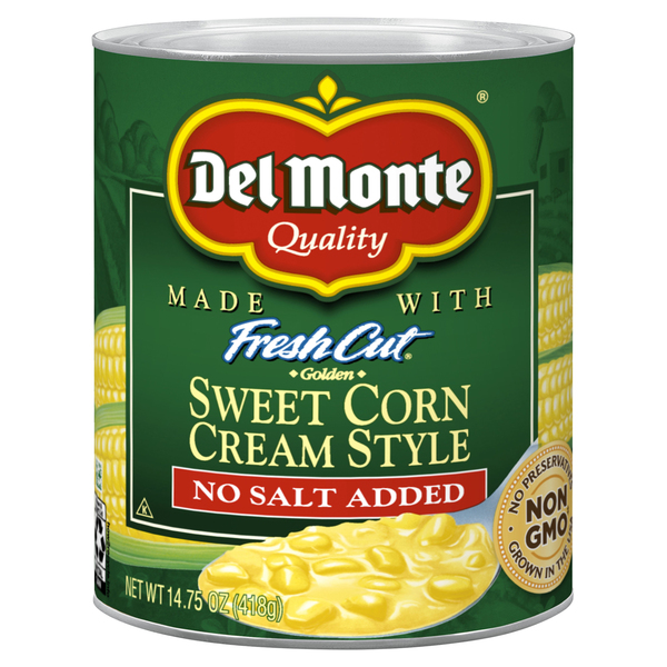 Del Monte No Salt Added Golden Sweet Corn Cream Style 14.75 Oz. Can