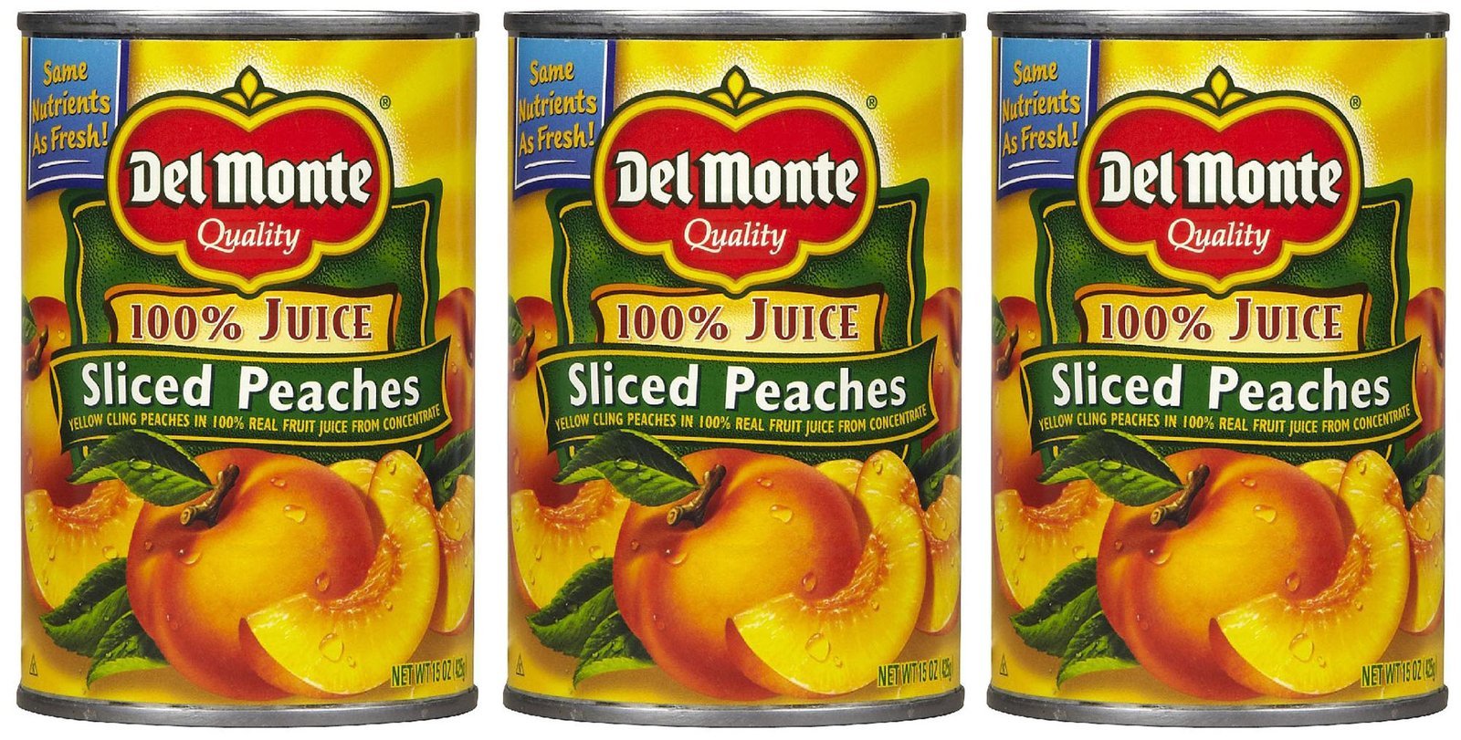 Del Monte Sliced Yellow Cling In 100% Fruit Juice Peaches 15OZ