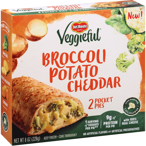 Del Monte Veggieful Frozen Pocket Pies Broccoli Potato Cheddar - 8oz