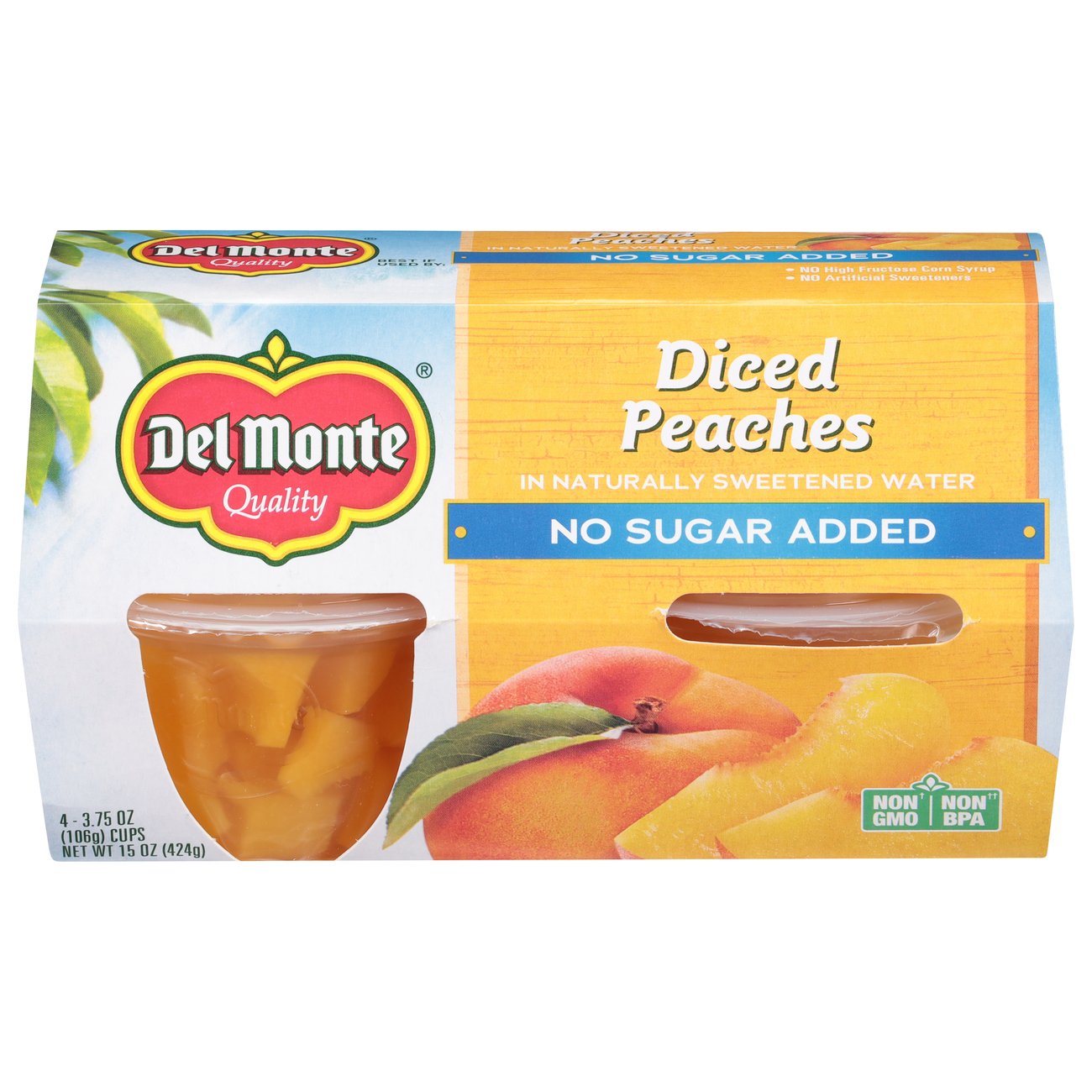 Del Monte No Sugar Added Diced Peaches Fruit Cups