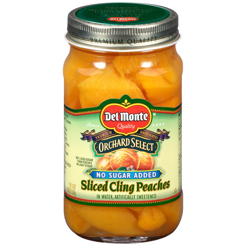 Del Monte Orchard Select Sliced Cling Peaches No Sugar Added In Water 19 Oz. Jar
