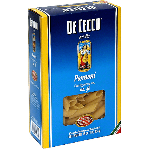 De Cecco Semolina Pasta, Pennoni No.38, 1 Pound