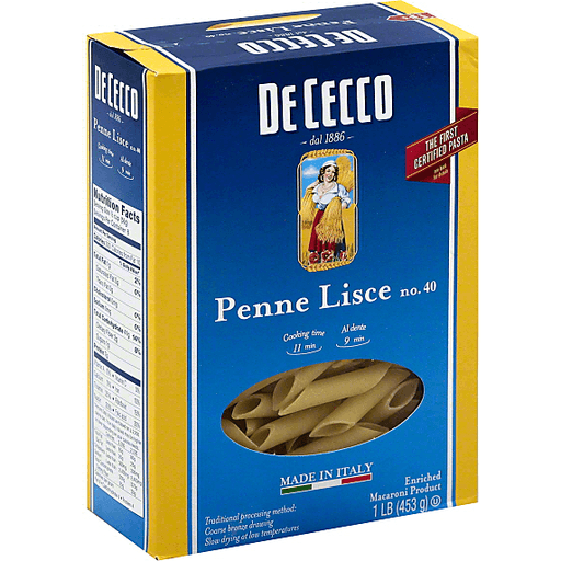 De Cecco Penne Lisce Pasta 16 Oz Box # 40 12ct Case