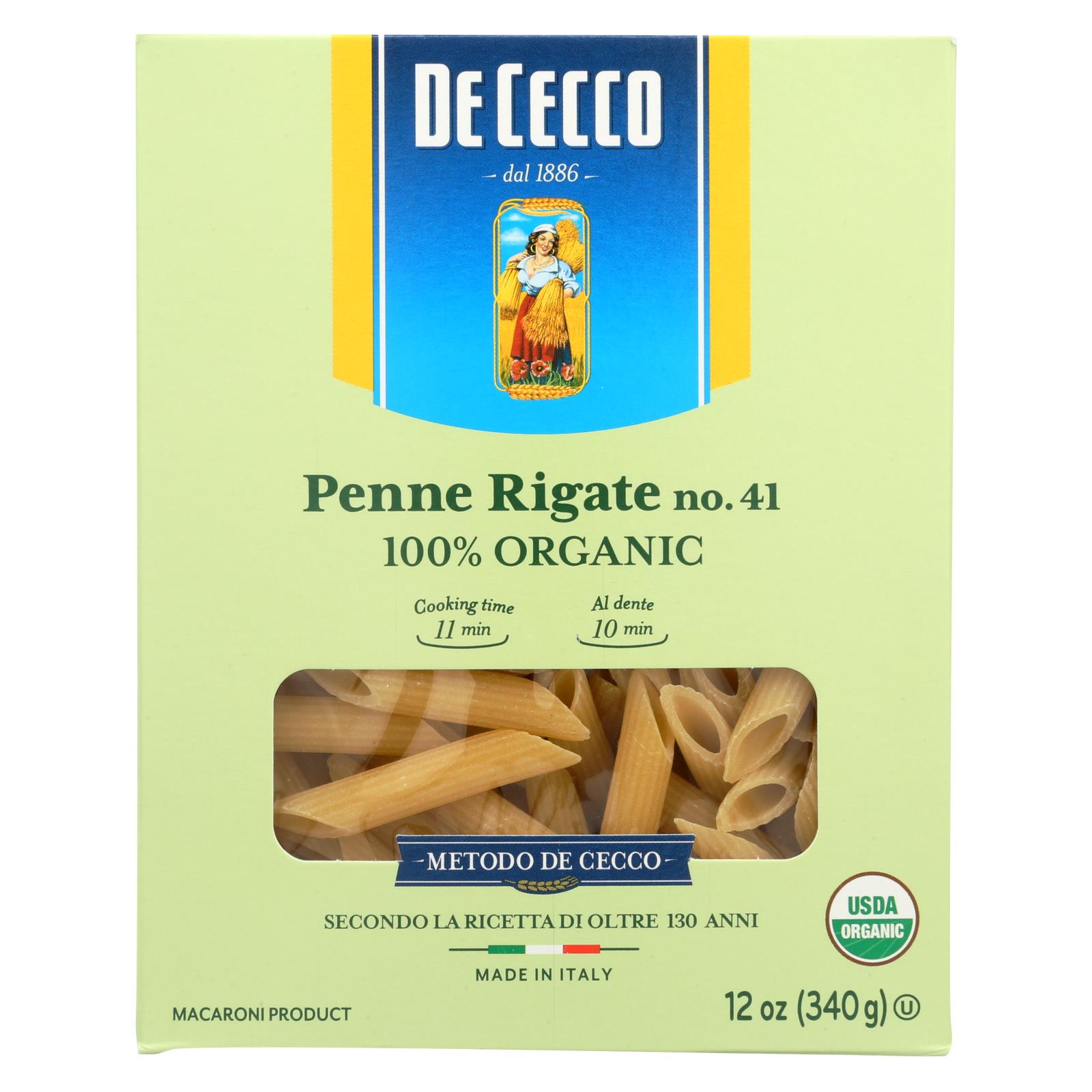 De Cecco Pasta Organic Penne Rigate, 12 Ounce
