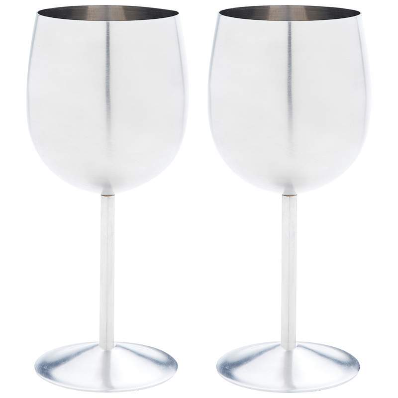 Stainless Steel 2pc Wine Goblet Set