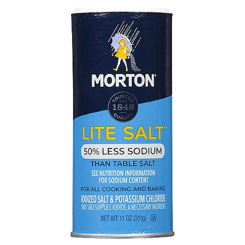 Morton Salt, Lite, 50% Less Sodium 11 Oz