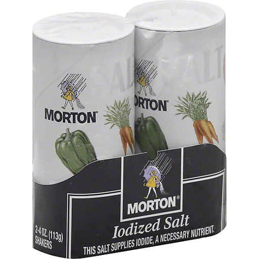 Morton Iodized 4 Oz Shakers Salt 2 Pk Wrapper