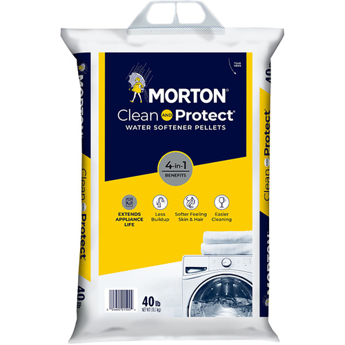 Morton Clean And Protect F125000000G Water Softener Salt, 40 Lb Bag, Pellet