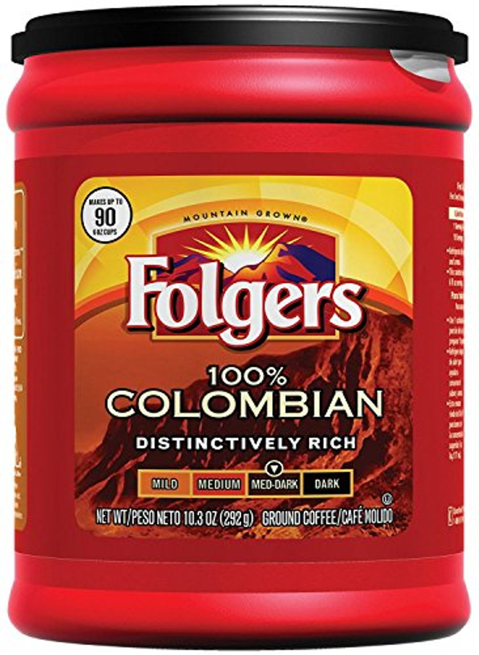 Folgers 100% Colombian Medium Dark Roast Ground Coffee - 10.3oz
