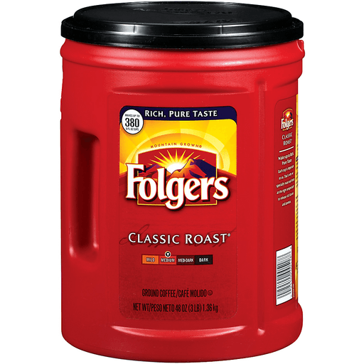 Folgers Classic Roast Medium Ground Coffee 48 Oz Canister