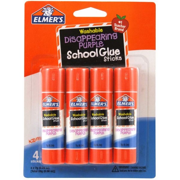 Elmer's School Glue Sticks 4ct - Disappearing Purple