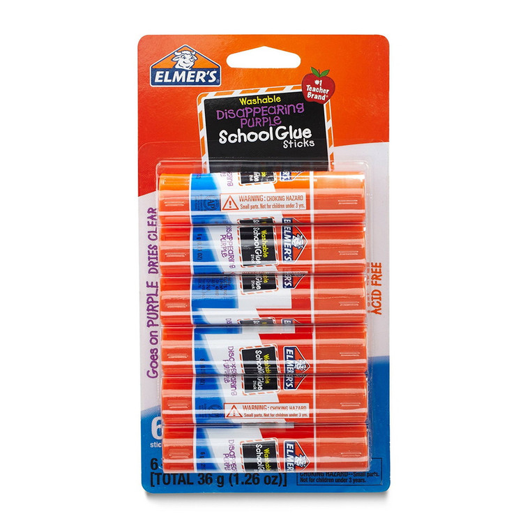 Elmer's 6pk Washable School Glue Sticks - Disappearing Purple