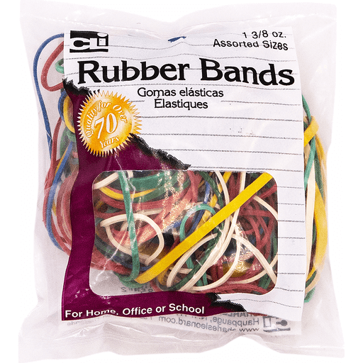 Charles Leonard Rubber Bands, Assorted Colors, 1 3/8 Oz. Bag