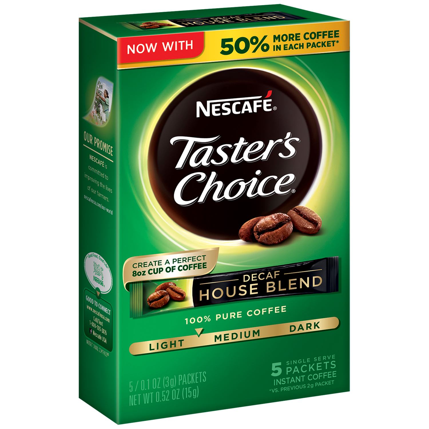 Nescafe Taster's Choice Decaf House Blend Medium Light Roast Instant Coffee 5 0.07 Oz. Singles