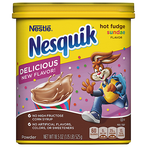 Nesquik Hot Fudge Sundae Flavor Powder 18.5 Oz Canister