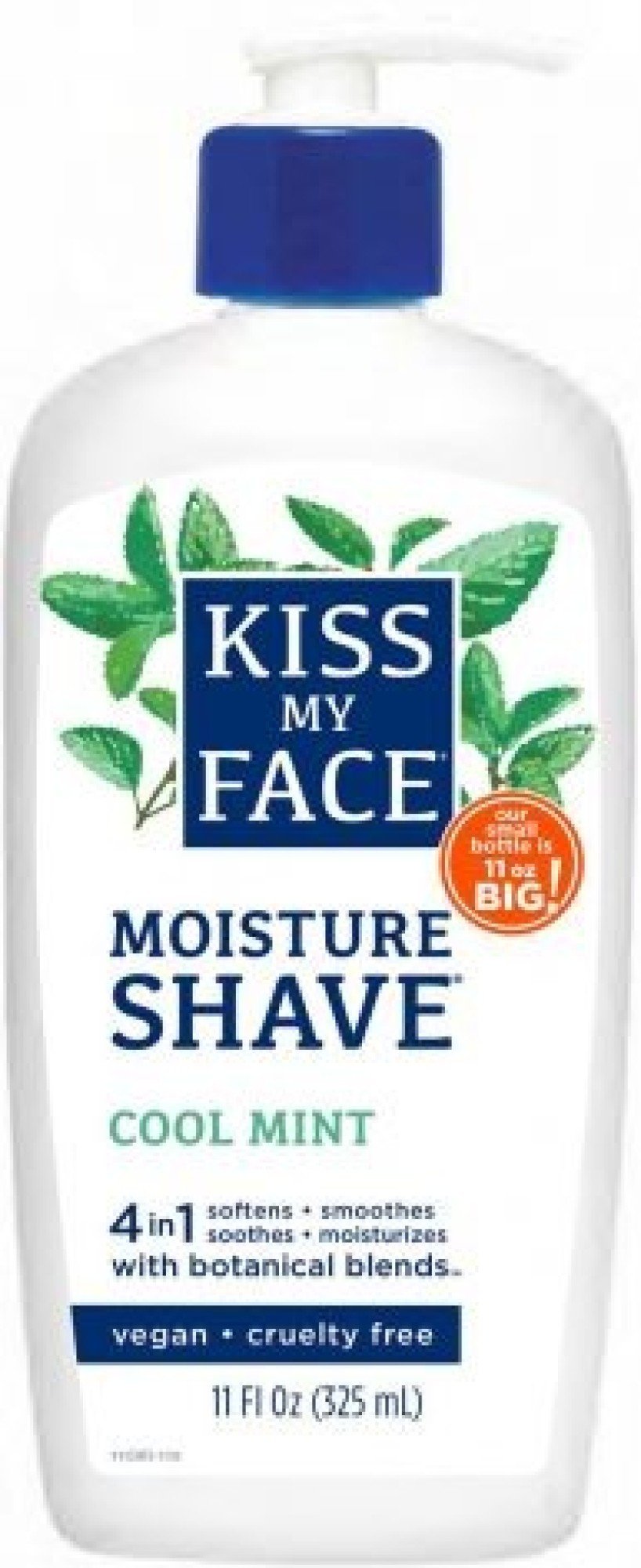 Kiss My Face 4 In 1 Moisture Shave, Cool Mint, 11 Fl Oz (325 Ml)