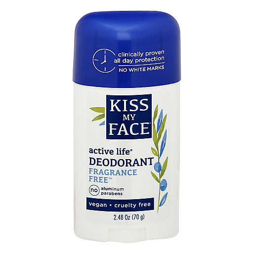 Kiss My Face Active Life Stick Deodorant Fragrance Free 2.48 Oz