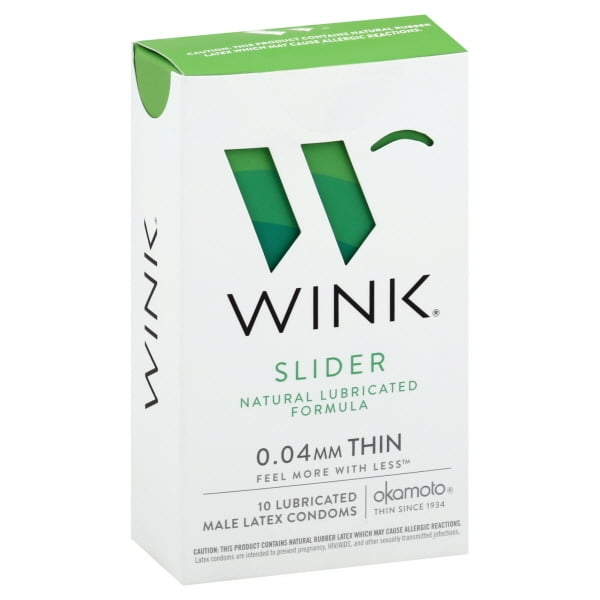 Wink 2 Pack Slider Natural Lubricated Formula Condoms 10ct Each 0.04mm Thin