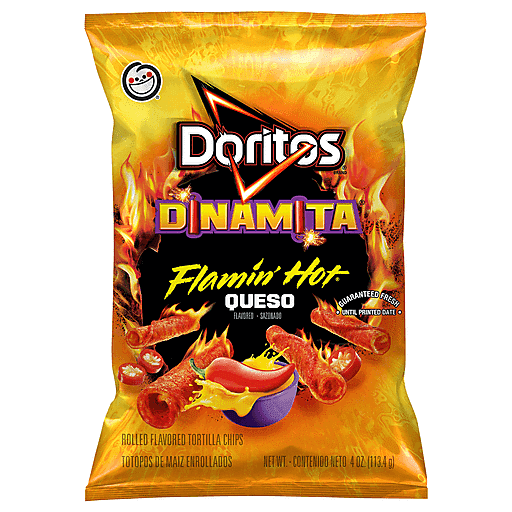 Doritos Tortilla Chips, Rolled, Flamin' Hot Queso Flavored 4 Oz