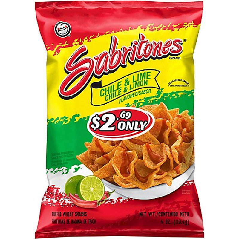 Sabritones Puffed Wheat Snacks, Chile & Lime 4 Oz