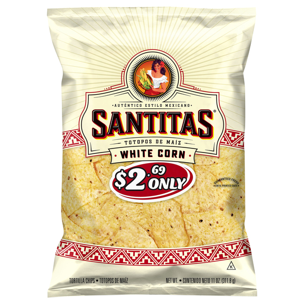 Santitas Tortilla Chips, White Corn 11 Oz