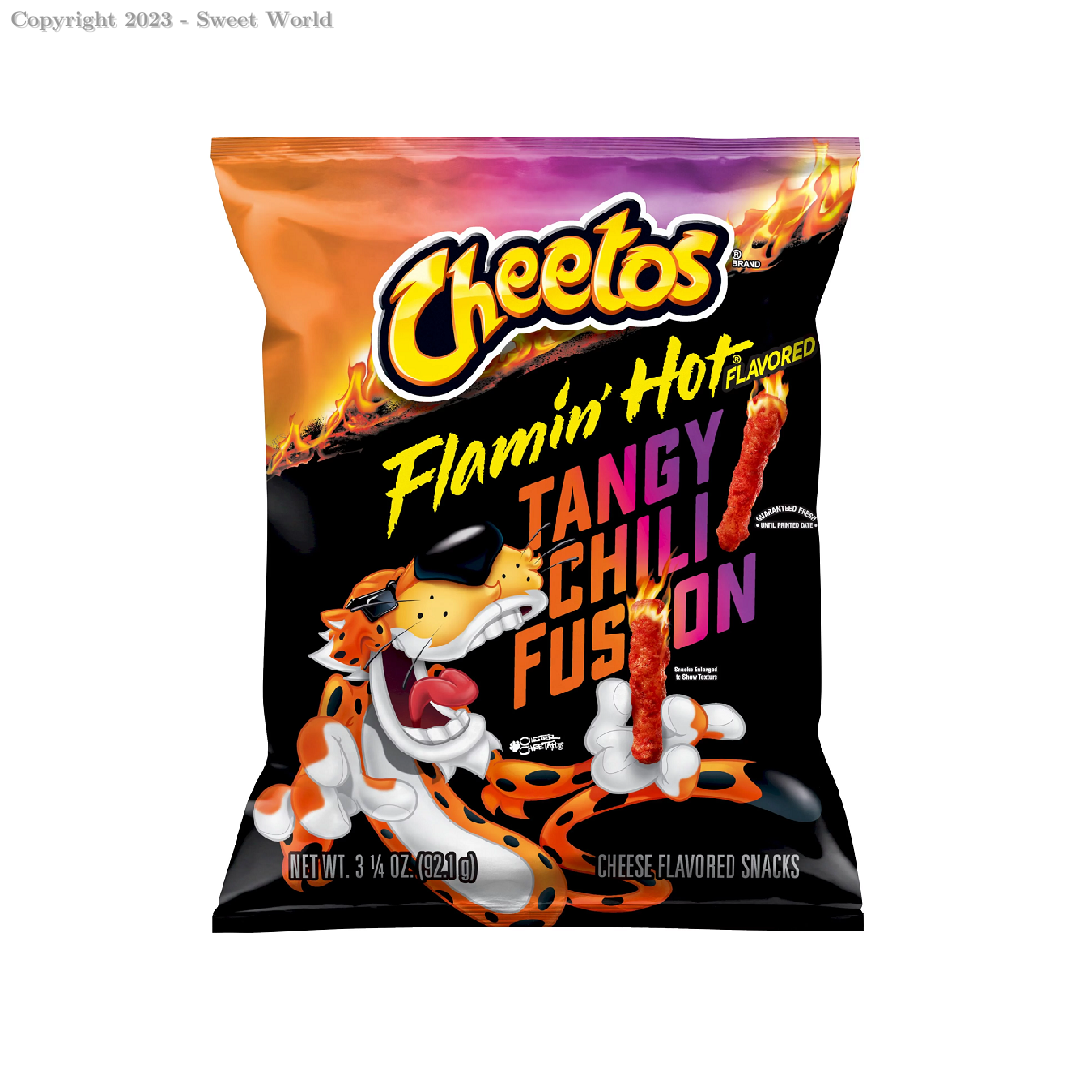 Cheetos Cheese Flavored Snacks, Flamin' Hot Flavored, Tangy Chili Fusion 3.25 Oz