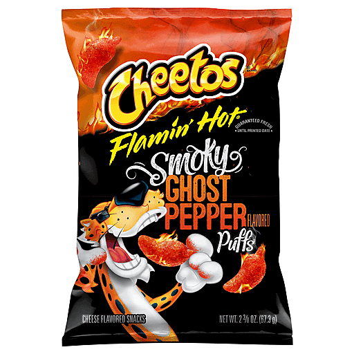 Cheetos Cheese Flavored Snacks, Flamin' Hot Smoky Ghost Pepper Flavored, Puffs 2.375 Oz