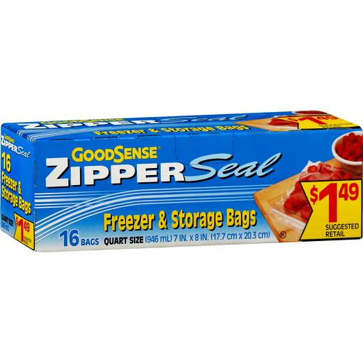 Good Sense Zipper Seal Freezer & Storage Bags, Quart Size