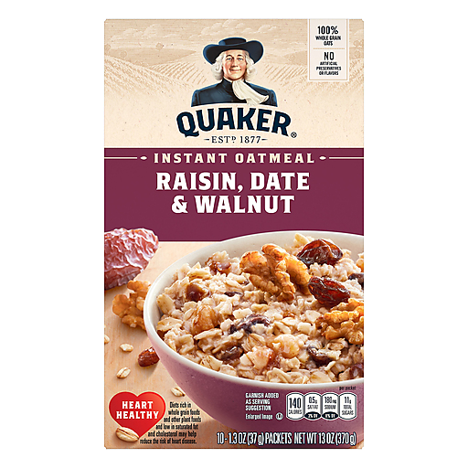 Quaker Raisin, Date & Walnut Instant Oatmeal - 10pk