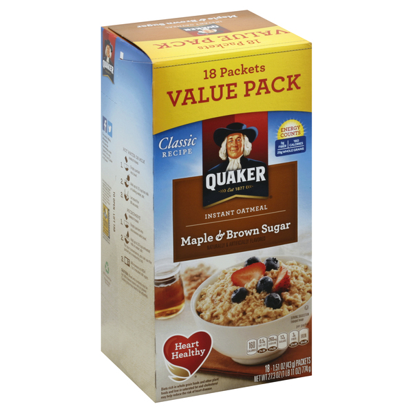 Quaker Instant Oatmeal, Maple & Brown Sugar, Value Pack