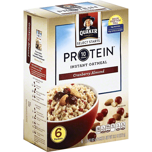 Quaker Protein Cranberry Almond Instant Oatmeal - 6ct