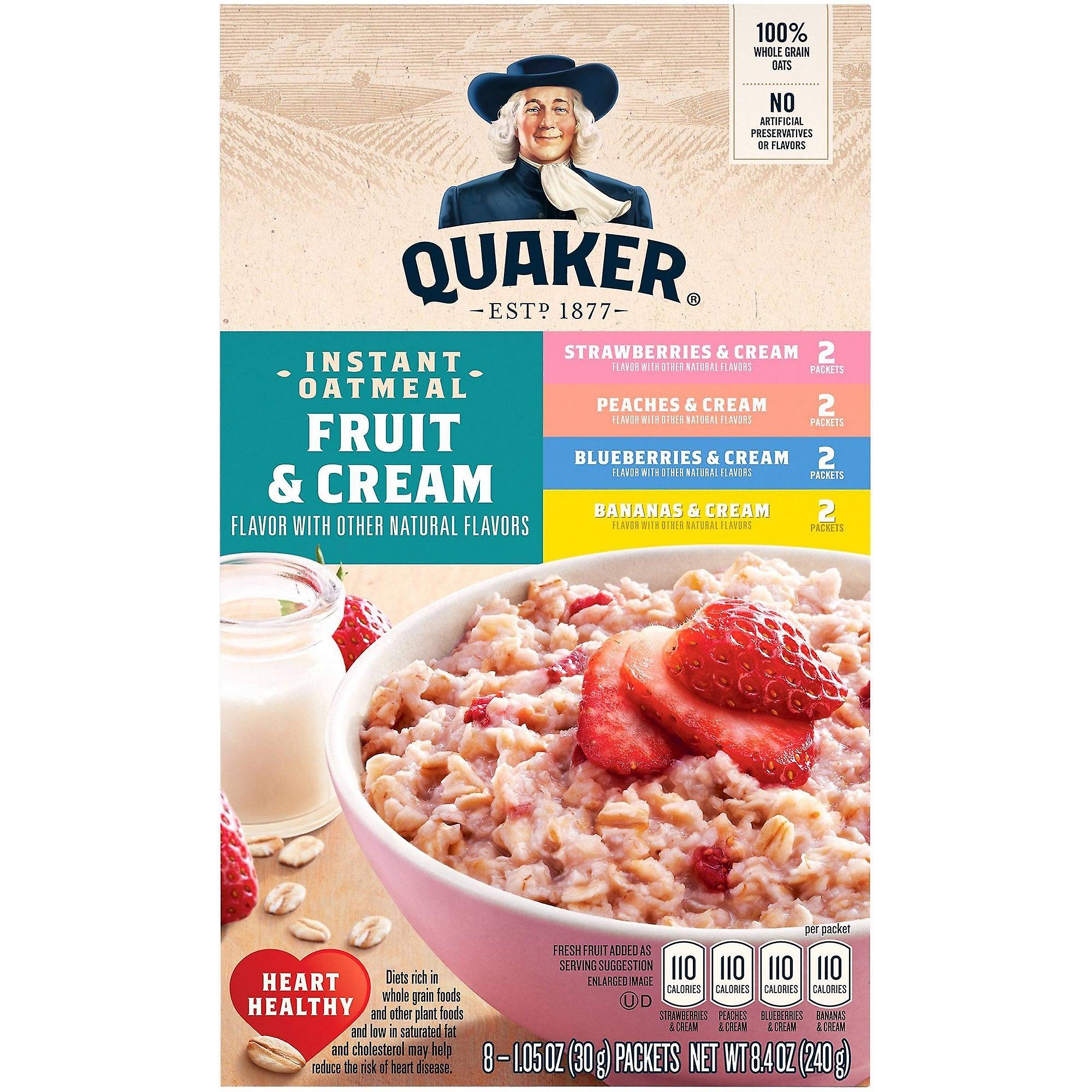 Quaker Oatmeal, Instant, Fruit & Cream Flavor, 8 Packets