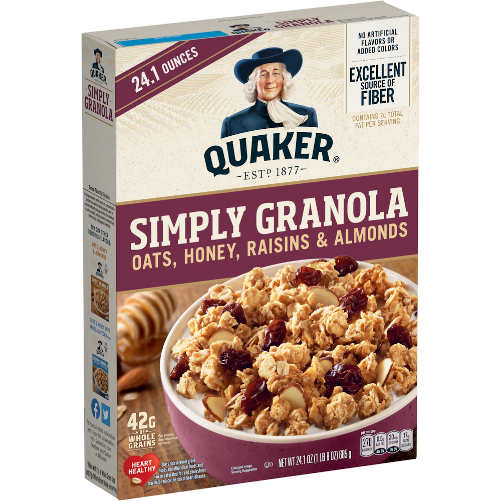 Quaker Simply Granola, Oats, Honey, Raisins & Almonds 24.1 Oz