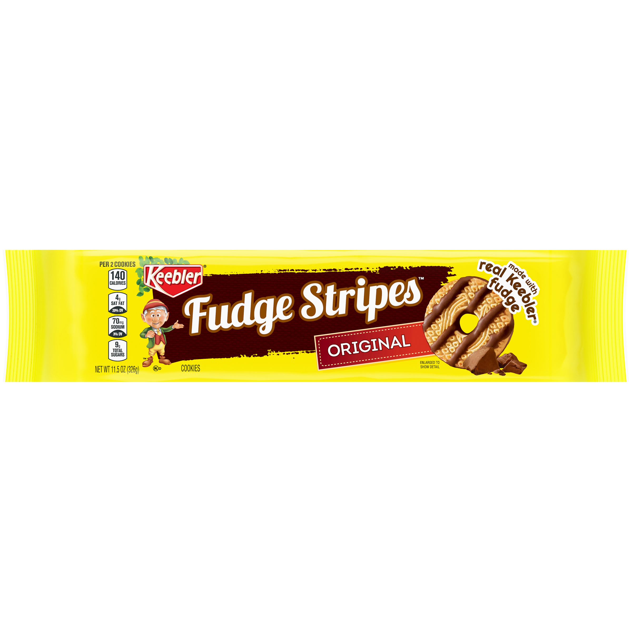 Keebler Fudge Stripes Cookies, Original, 11.5 Oz Tray