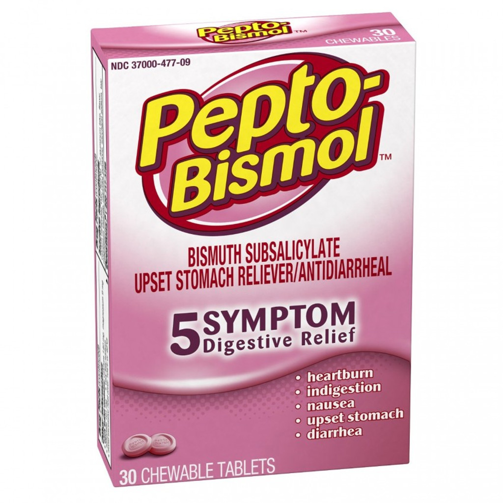 Pepto Bismol Upset Stomach Reliever/Antidiarrheal Chewable Tablets Original