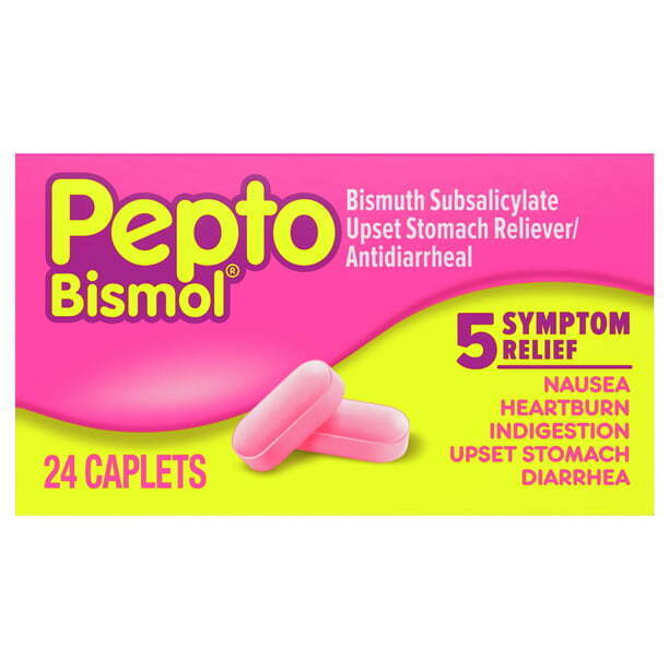 Pepto-Bismol Upset Stomach Reliever Antidiarrheal Caplets, 24 Ct By Procter & Ga
