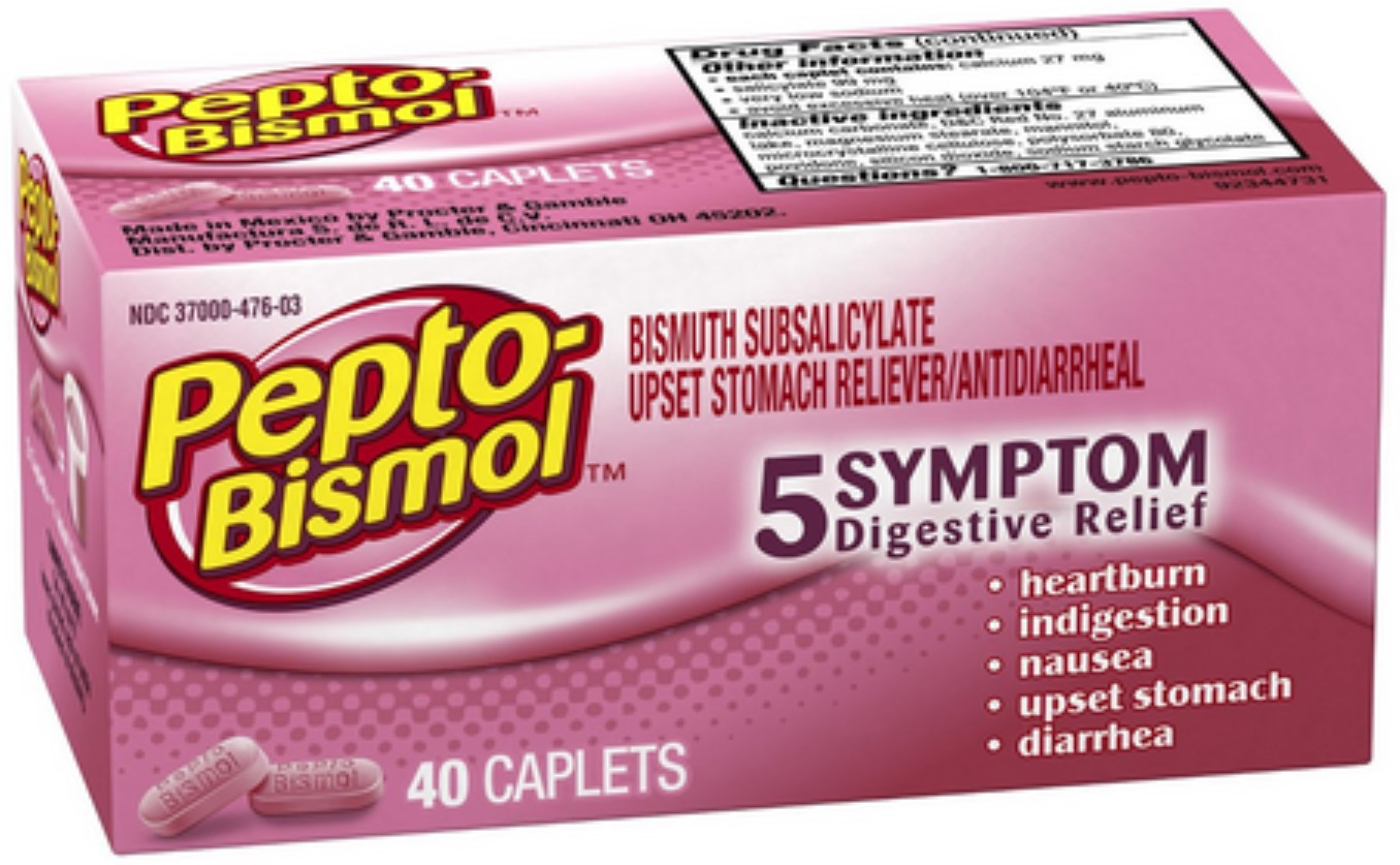 Pepto Bismol Caplets For Upset Stomach, 5 Symptom Relief