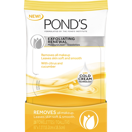 Pond's Exfoliating Renewal Wet Cleansing Towelettes With Citrus & Cucumber 30 Ct Pouch