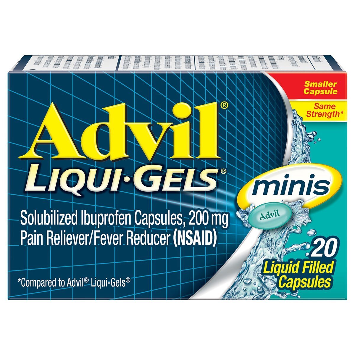 Advil Liqui-Gels Minis Pain Reliever/Fever Reducer Liquid Filled Capsules 20 Ct Bottle
