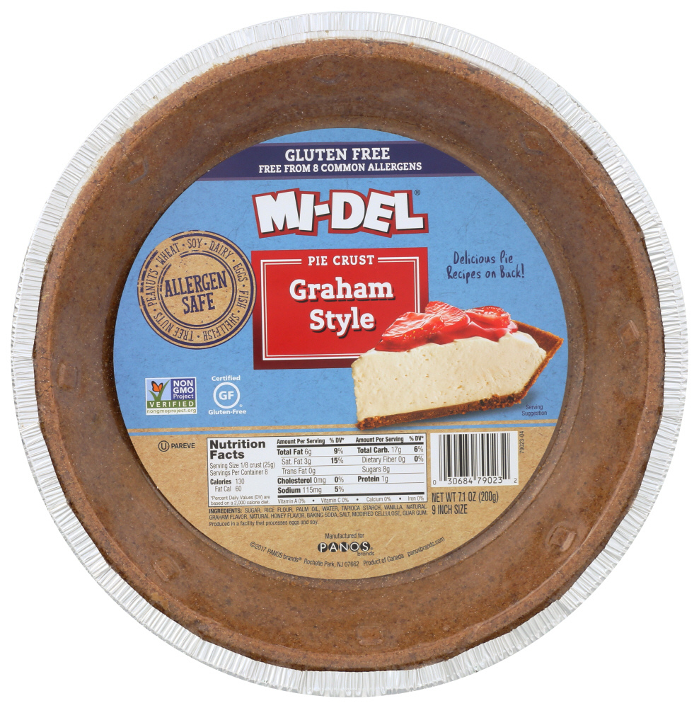 Mi-Del Pie Crust, Gluten Free, Graham Style, 9 Inch Size 7.1 Oz