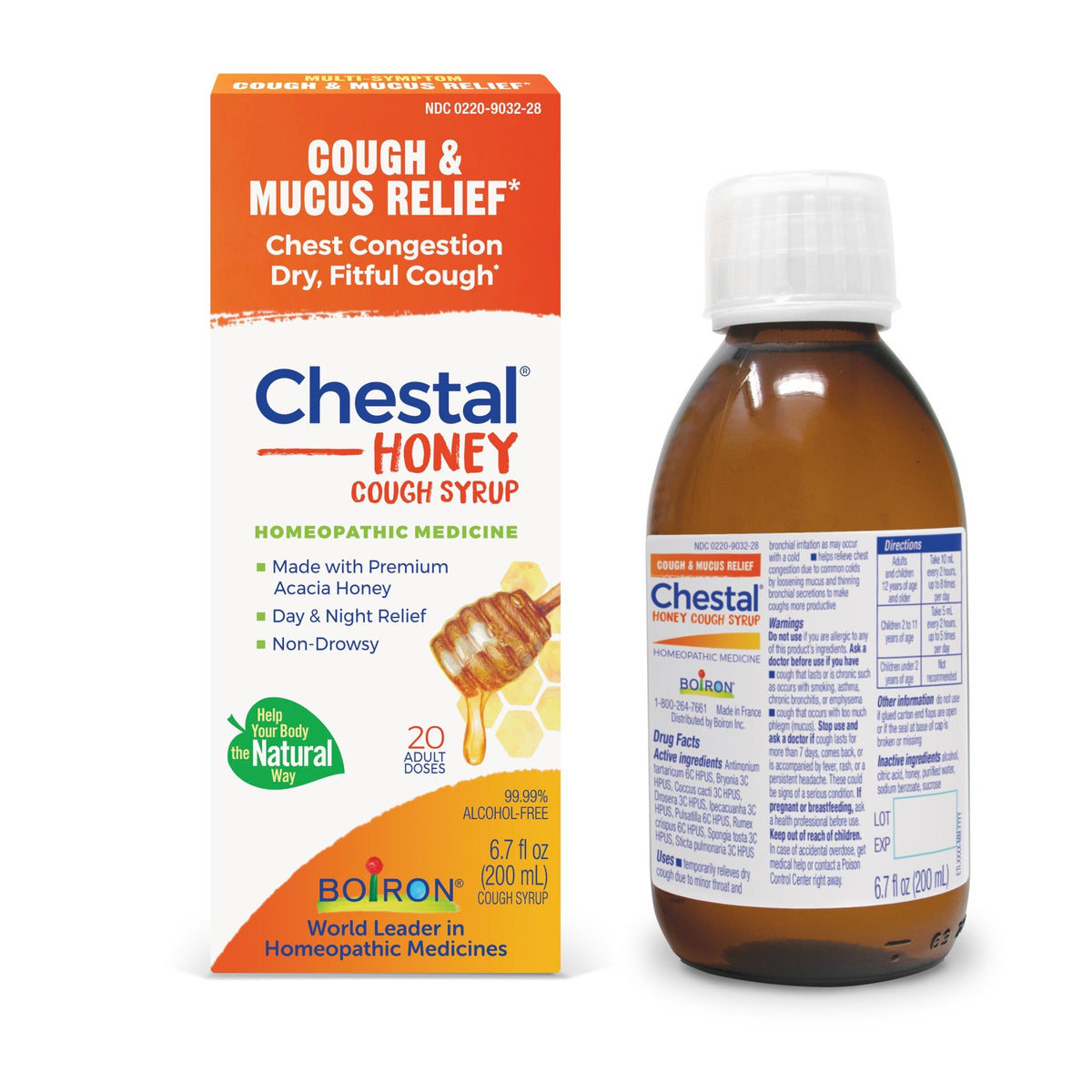 Boiron Chestal Adult Honey Cough & Chest Congestion Relief, 6.7 Fl Oz