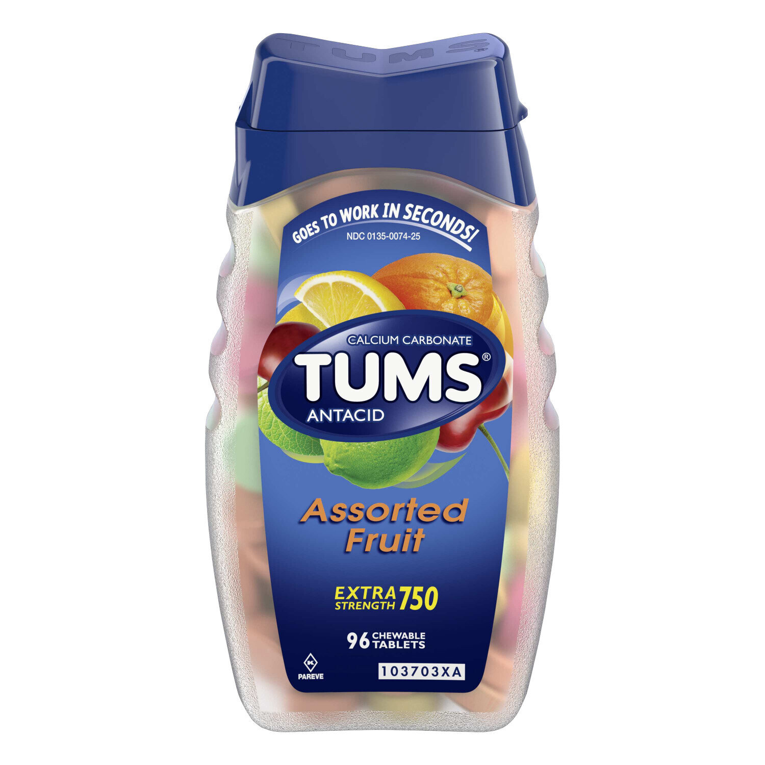 Tums Chewable Antacid Tablets For Extra Strength Heartburn Relief, Assorted Fruit Flavors