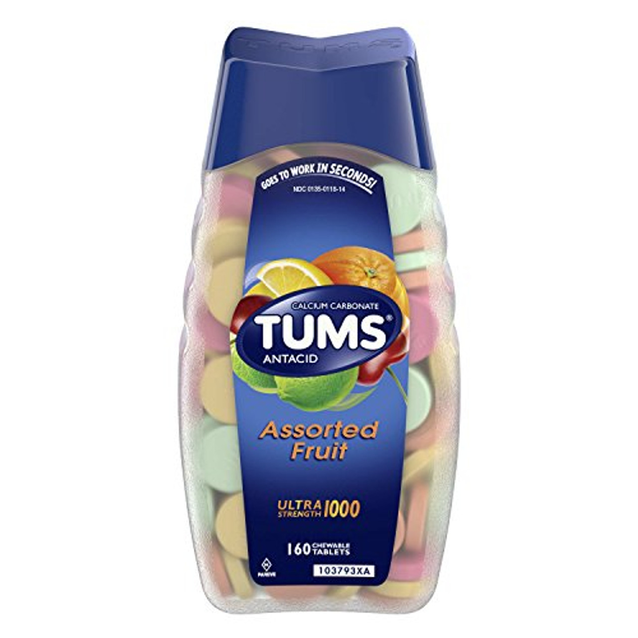 Tums Antacid/Calcium Supplement, Regular Strength, Chewable Tablets, Assorted Fruit