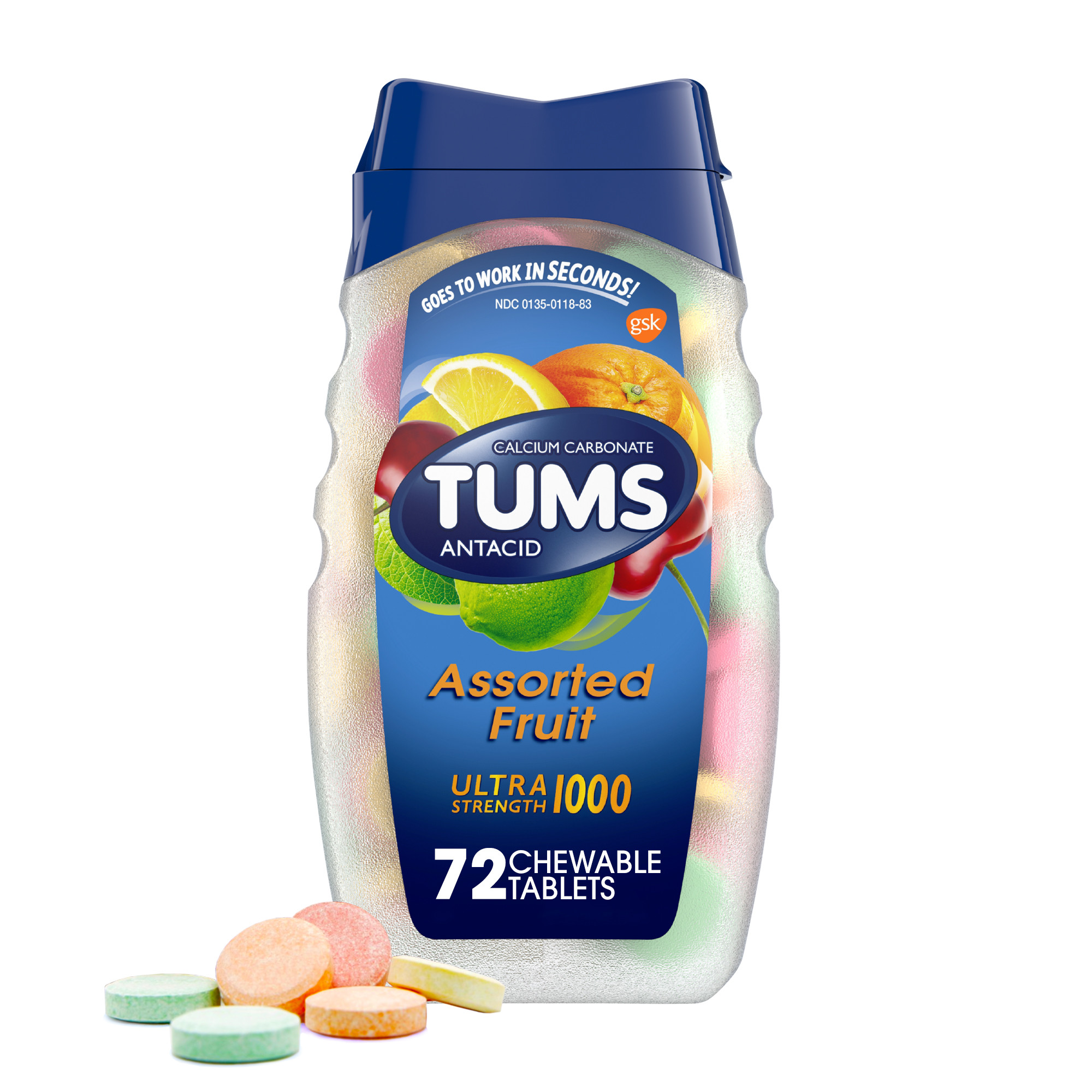 Tums Ultra Strength Assorted Fruit Antacid Chewable Tablets - 72ct