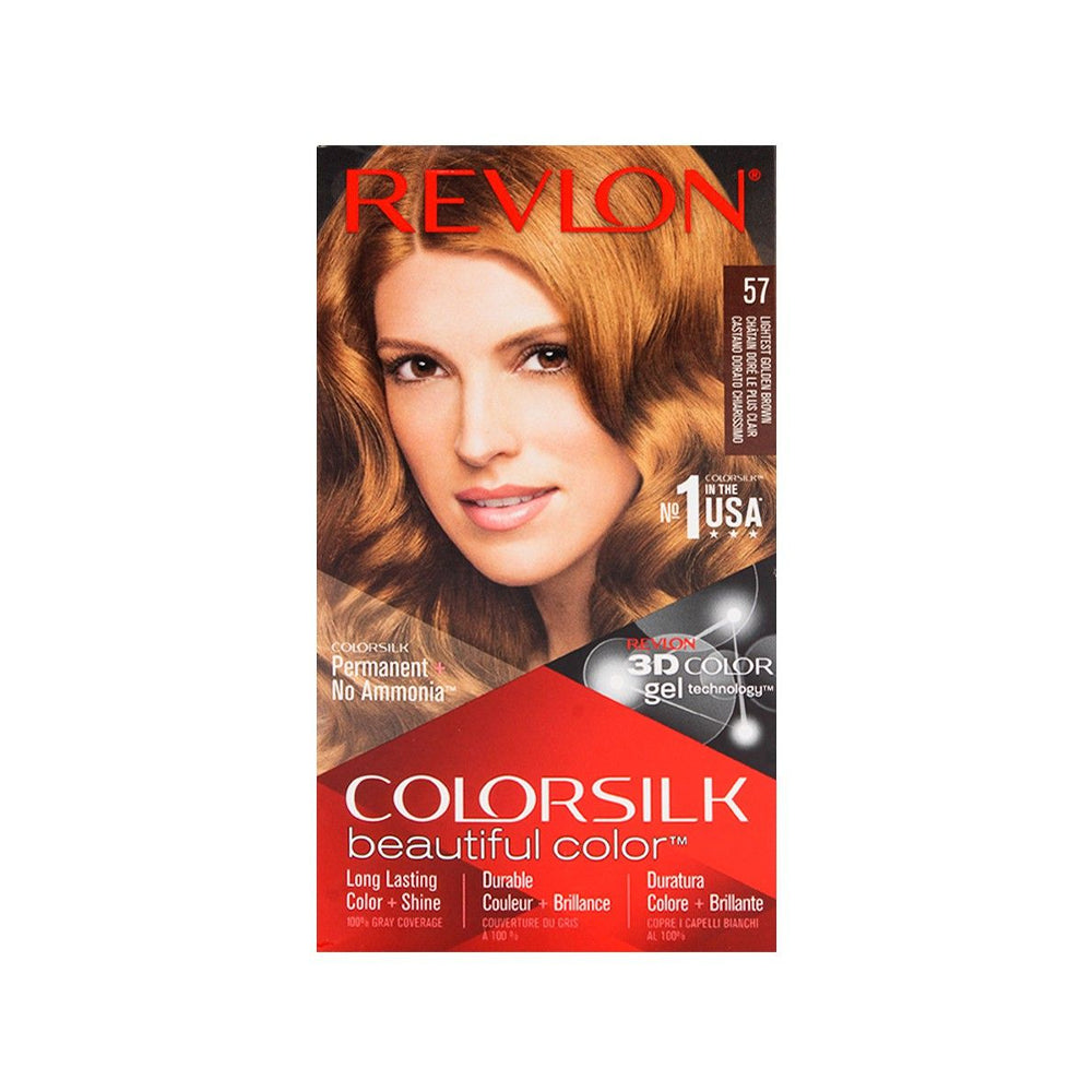 Revlon ColorSilk Beautiful Color Permanent Hair Color, 57 Lightest Golden Brown