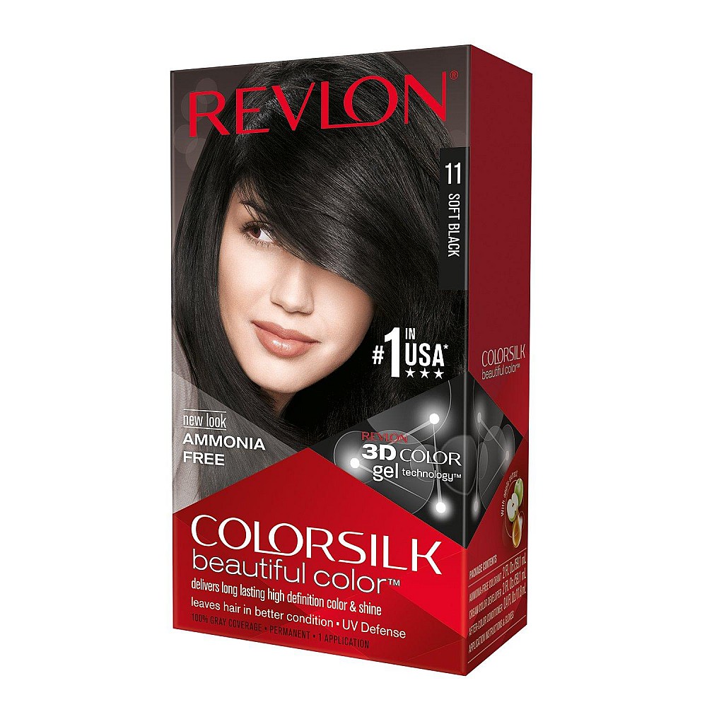 Revlon Colorsilk Beautiful Color, Permanent Hair Dye With Keratin, 100% Gray Coverage, Ammonia Free, 11 Soft Black
